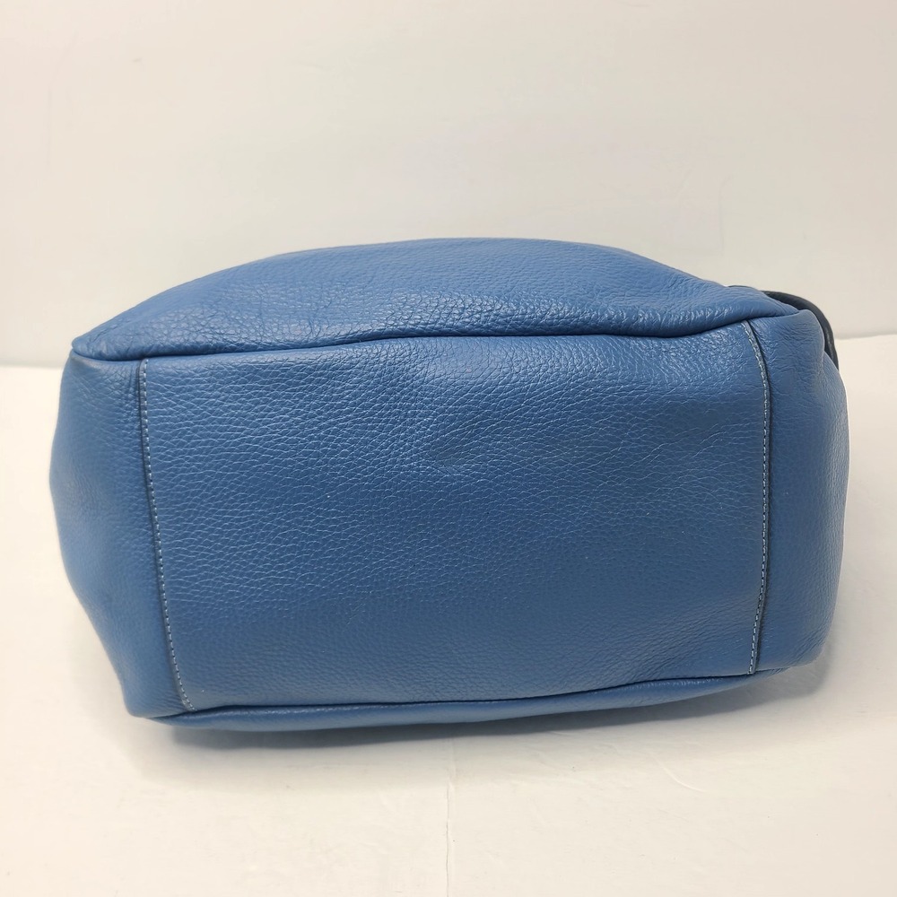Coach Pennie Pebbled Leather Sky Blue Blk Trim Shoulder Handbag Purse Rare Color - Picture 5 of 11